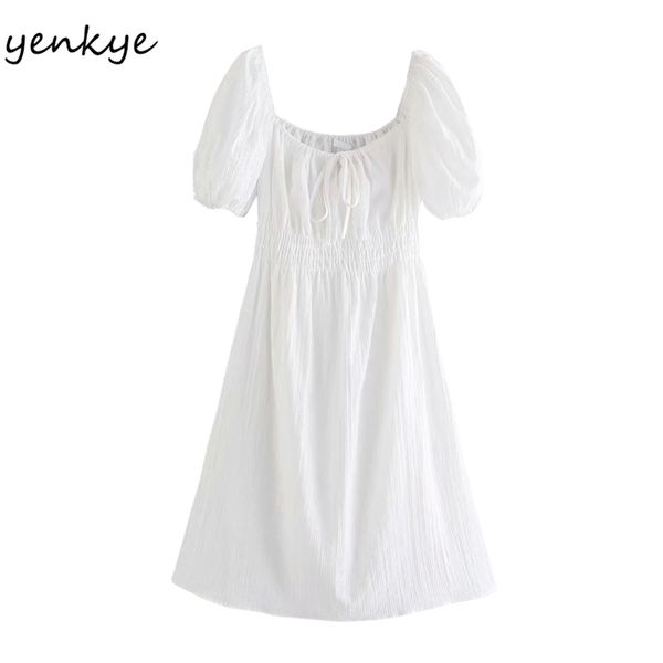elegant women white dress female square neck puff sleeve elastic waist a-line summer sundress holiday party vestido 210514, Black;gray
elegant women white dress female square neck puff sleeve elastic waist a-line summer sundress holiday party vestido 210514, Black;gray