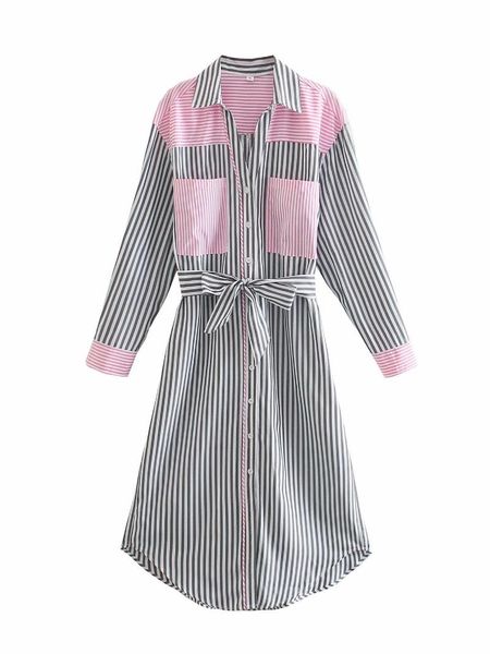 casual dresses women autumn fashion patchwork striped print shirt dress long sleeve office ladies midi with slash, Black;gray
casual dresses women autumn fashion patchwork striped print shirt dress long sleeve office ladies midi with slash, Black;gray