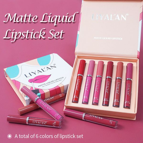 liyalan 6pcs/set liquid lipstick matte lip gloss velvet matte lips makeup women long lasting waterproof beauty cosmetics
liyalan 6pcs/set liquid lipstick matte lip gloss velvet matte lips makeup women long lasting waterproof beauty cosmetics