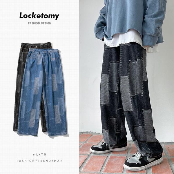 men's jeans style trousers loose straight-leg male lns autumn and winter color matching beggar wide-leg pants old, Blue
men's jeans style trousers loose straight-leg male lns autumn and winter color matching beggar wide-leg pants old, Blue