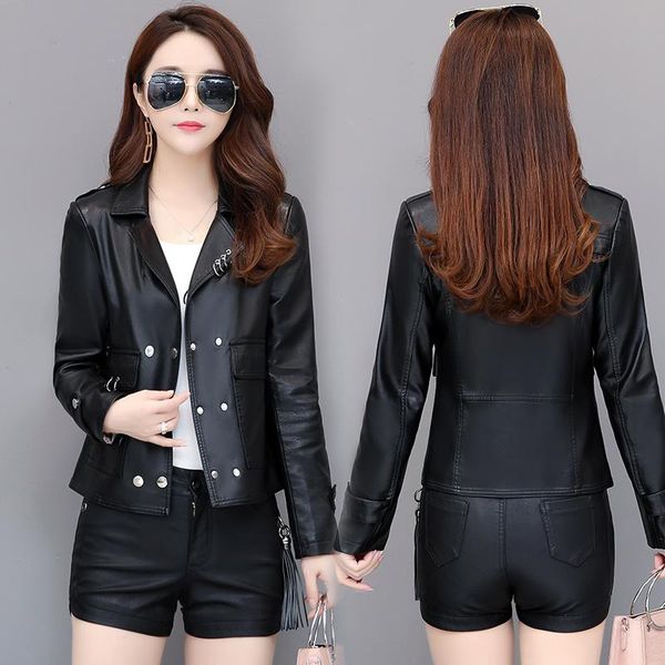 women's leather & faux jackets 2021 autumn fashion short rivet biker black jacket turn-down collar women motorcycle coat
women's leather & faux jackets 2021 autumn fashion short rivet biker black jacket turn-down collar women motorcycle coat