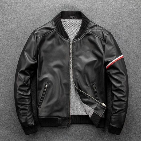 men's leather & faux sheepskin baseball suit genuine coat slim fit fashion motorcycle clothing male jacket, Black
men's leather & faux sheepskin baseball suit genuine coat slim fit fashion motorcycle clothing male jacket, Black