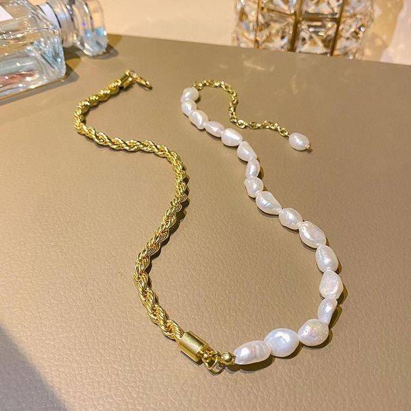 chains natural freshwater pearl choker twist splicing chain necklace baroque real for women girl daily gift handemade jewelry, Silver
chains natural freshwater pearl choker twist splicing chain necklace baroque real for women girl daily gift handemade jewelry, Silver