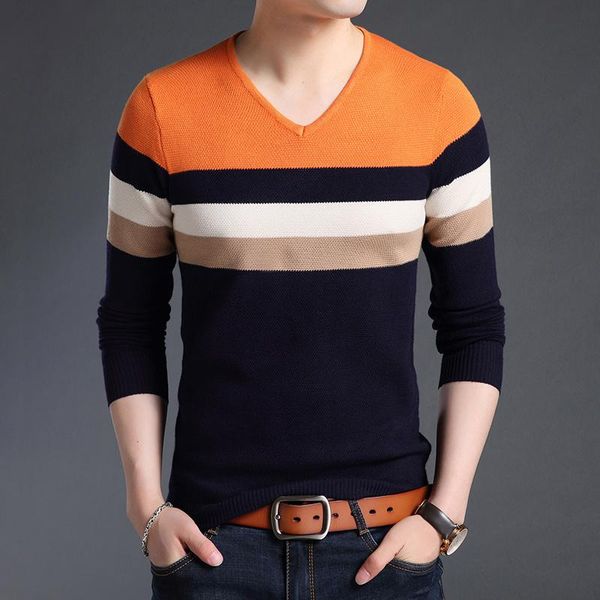men's sweaters pullover autumn men 2021 fashion brand warm slim fit jumpers knit v neck striped korean style casual mens clothes, White;black
men's sweaters pullover autumn men 2021 fashion brand warm slim fit jumpers knit v neck striped korean style casual mens clothes, White;black