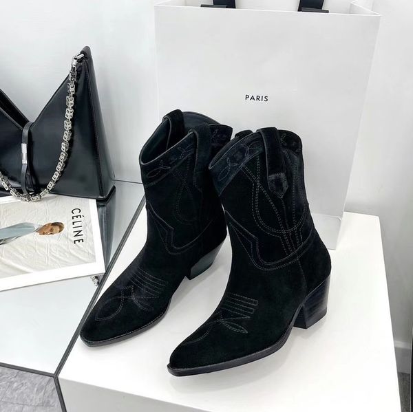 western style black ankle biker cowgirl boots cowboy heel pull-on embroidered booties leather outsole snip toe boot women luxury
western style black ankle biker cowgirl boots cowboy heel pull-on embroidered booties leather outsole snip toe boot women luxury