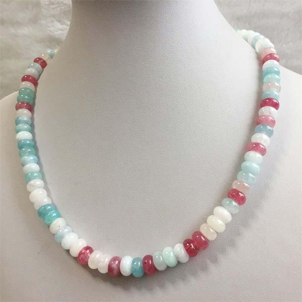 chains 5*8mm morganite jades natural stone necklace handmade small bead fashion jewelry gift for mother daughter, Silver
chains 5*8mm morganite jades natural stone necklace handmade small bead fashion jewelry gift for mother daughter, Silver