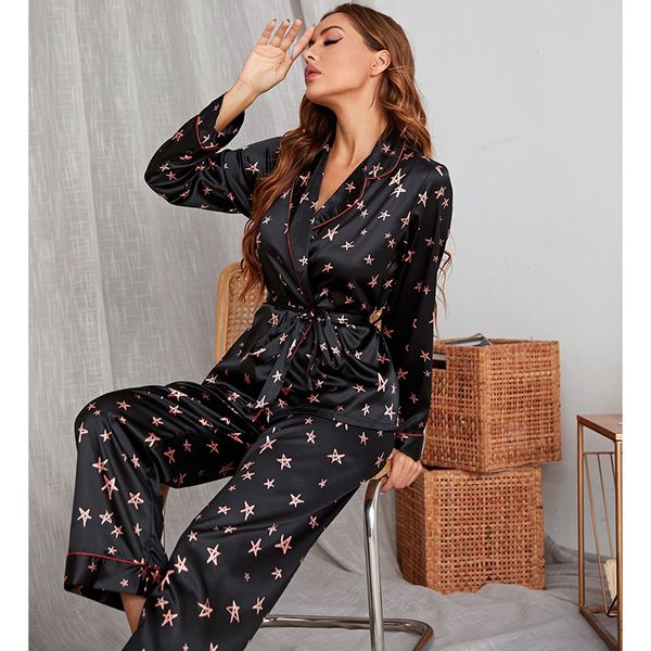 yaoting 2021 new women's pajamas spring summer silk ice long sleeve home wear thin lace suit 1951, Black;red
yaoting 2021 new women's pajamas spring summer silk ice long sleeve home wear thin lace suit 1951, Black;red