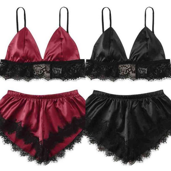 nxy set women' pajamas home suit and shorts v neck sleeveless satin lace sleepwear pijama clothes for women 2022 1223, Red;black
nxy set women' pajamas home suit and shorts v neck sleeveless satin lace sleepwear pijama clothes for women 2022 1223, Red;black