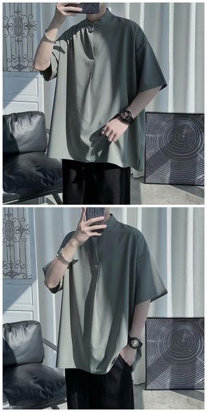 men's sleepwear cczxly ice silk suit summer loose stand collar shirt korean version solid color two-in-five set trend, Black;brown
men's sleepwear cczxly ice silk suit summer loose stand collar shirt korean version solid color two-in-five set trend, Black;brown
