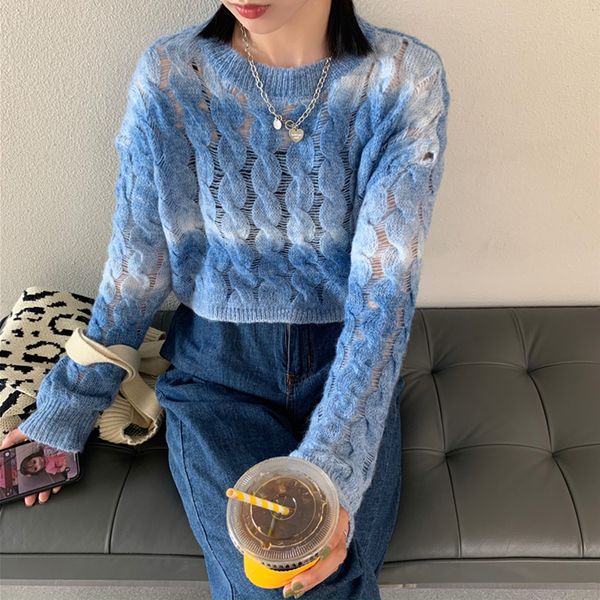 woman cropped sweater blue pullovers o-neck hollow out knitted ribbed spring autumn jumpers long sleeve fashion new, White;black
woman cropped sweater blue pullovers o-neck hollow out knitted ribbed spring autumn jumpers long sleeve fashion new, White;black
