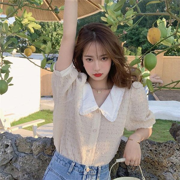 women's blouses & shirts chic elegant women short sleeve 2021 fashion female shirt summer style puff feminine purple blouse, White
women's blouses & shirts chic elegant women short sleeve 2021 fashion female shirt summer style puff feminine purple blouse, White
