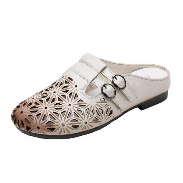 slippers summer genuine leather shoes handmade slides woman breathable hollow baotou flat women size 35-40, Black
slippers summer genuine leather shoes handmade slides woman breathable hollow baotou flat women size 35-40, Black