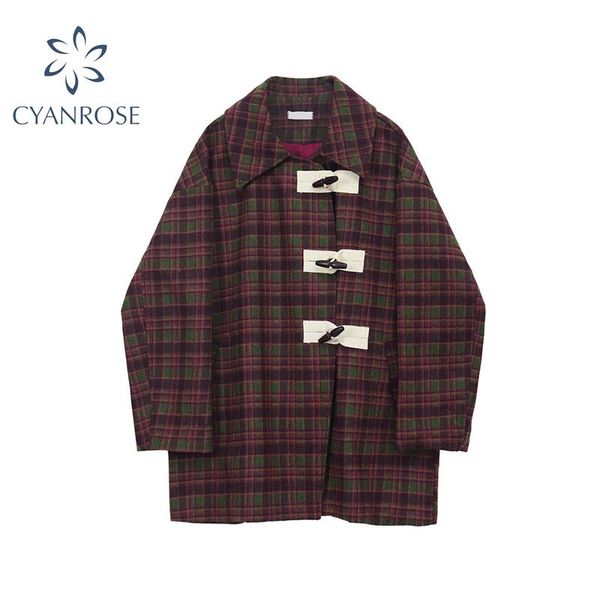 women's wool & blends plaid jacket coat women warm thicken 2021 autumn winter korean single brested overwear female fashion loose causa, Black
women's wool & blends plaid jacket coat women warm thicken 2021 autumn winter korean single brested overwear female fashion loose causa, Black