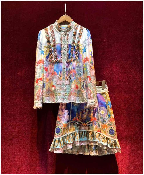 dress european american women's clothing 2021 spring print shirt with long sleeves beaded nails fish tail and skirt fashion suits cy3p, White
dress european american women's clothing 2021 spring print shirt with long sleeves beaded nails fish tail and skirt fashion suits cy3p, White