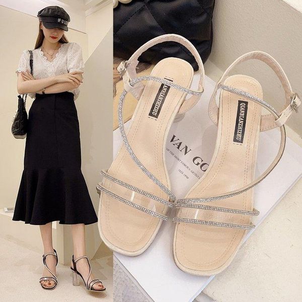 jelly sandals crystal open toe high heels ladies transparent, Black 
jelly sandals crystal open toe high heels ladies transparent, Black