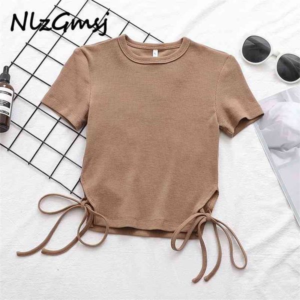 t-shirt women o-neck short sleeve tee side bandage slim cropped knitted elastic t shirts 04 210628, White
t-shirt women o-neck short sleeve tee side bandage slim cropped knitted elastic t shirts 04 210628, White
