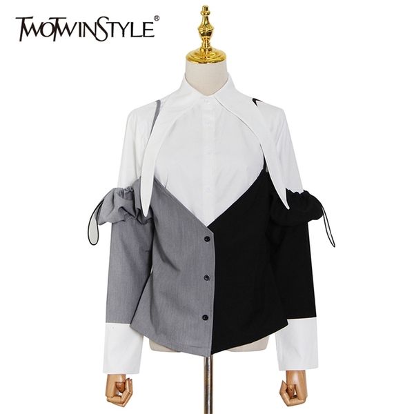 hit color casual shirt for women lapel long sleeve patchwork blouse female fashion clothing spring 210524, White
hit color casual shirt for women lapel long sleeve patchwork blouse female fashion clothing spring 210524, White
