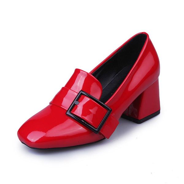ladies pumps women shoes high heels slip on square toe woman footwear metal buckle patent leather party wedding dress, Black
ladies pumps women shoes high heels slip on square toe woman footwear metal buckle patent leather party wedding dress, Black