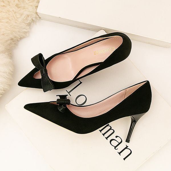 fashion banquet women's shoes thin heel suede shallow mouth pointed bow high heels women's single shoes, Black
fashion banquet women's shoes thin heel suede shallow mouth pointed bow high heels women's single shoes, Black