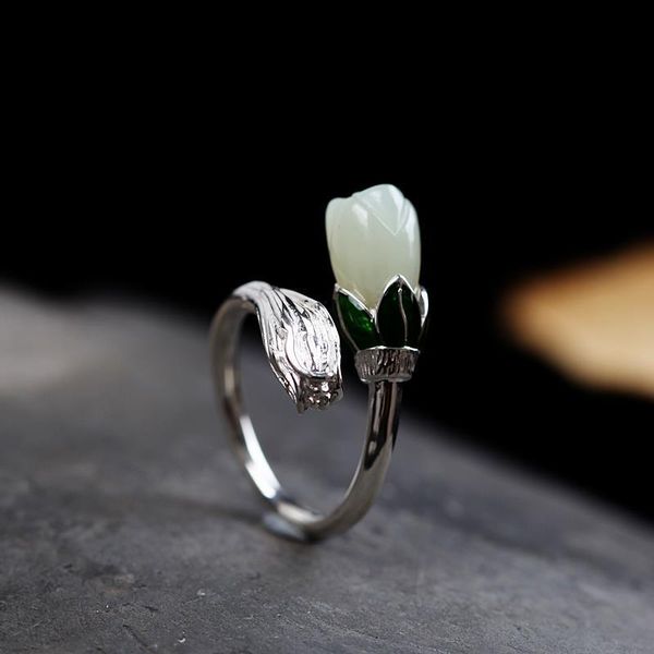 natural hetian green white magnolia flower opening adjustable ring chinese style retro unique craft charm women's silver jewelry cluste, Golden;silver
natural hetian green white magnolia flower opening adjustable ring chinese style retro unique craft charm women's silver jewelry cluste, Golden;silver