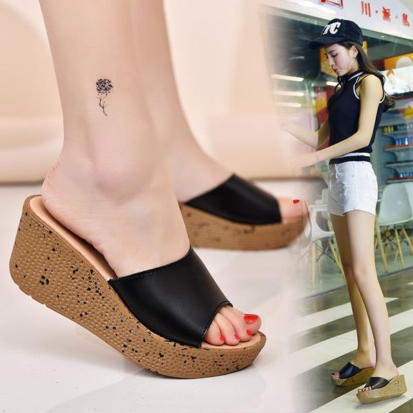 women's summer genuine leather bohemia casual platform sandals ladies comfortable wedges slippers woman beach shoes, Black
women's summer genuine leather bohemia casual platform sandals ladies comfortable wedges slippers woman beach shoes, Black