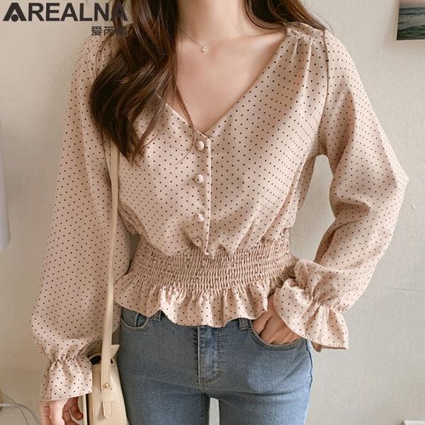 summer vintage v-neck flare sleeve polka dot blouse women shirts elegant front buttons slim waist ruffles female blusas women's blouses, White
summer vintage v-neck flare sleeve polka dot blouse women shirts elegant front buttons slim waist ruffles female blusas women's blouses, White
