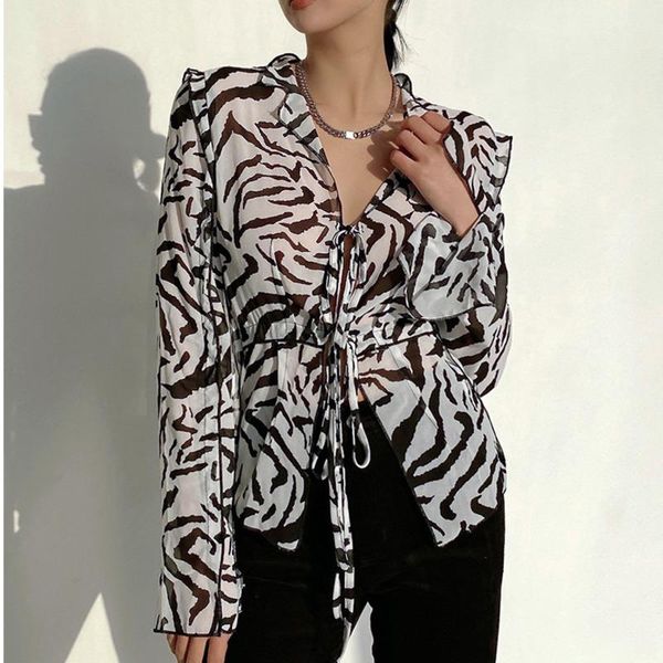 women's blouses & shirts xuxi zebra printing shirt micro perspective thin women fashion streamer long sleeves summer 2021 e2276, White
women's blouses & shirts xuxi zebra printing shirt micro perspective thin women fashion streamer long sleeves summer 2021 e2276, White