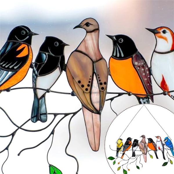 multicolor stained birds on wire acrylic suncatcher window panel hanging pendant ornaments wall home decor garden decorations
multicolor stained birds on wire acrylic suncatcher window panel hanging pendant ornaments wall home decor garden decorations
