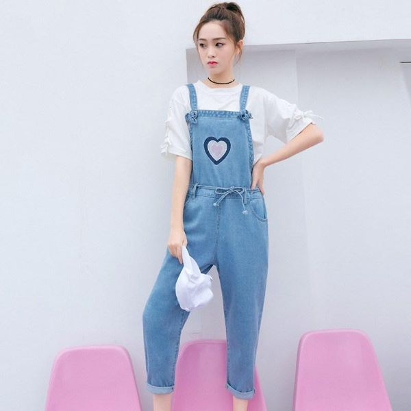 women's jumpsuits & rompers women cute love denim jumpsuit loose jeans female casual sleeveless overall playsuit with pocket, Black;white
women's jumpsuits & rompers women cute love denim jumpsuit loose jeans female casual sleeveless overall playsuit with pocket, Black;white