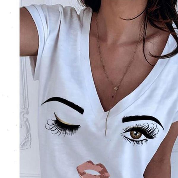 h40 women shirt elegant short sleeve eyes print blouse summer v neck pullover ladies 5xl casual loose blusa, White
h40 women shirt elegant short sleeve eyes print blouse summer v neck pullover ladies 5xl casual loose blusa, White