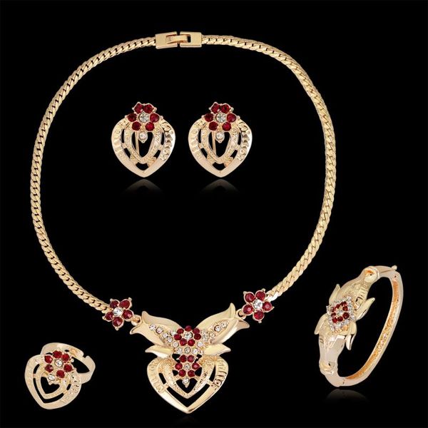 earrings & necklace gold-color red flower love heart hollow pendants ring bracelet fashion jewelry set party accessories, Silver
earrings & necklace gold-color red flower love heart hollow pendants ring bracelet fashion jewelry set party accessories, Silver