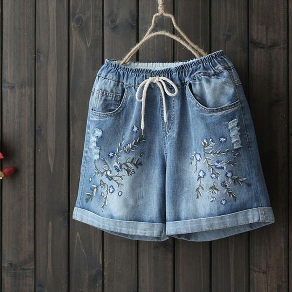 floral embroidery cotton denim womens jean shorts summer loose short femme, Blue
floral embroidery cotton denim womens jean shorts summer loose short femme, Blue