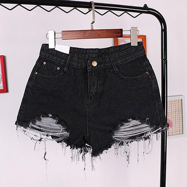 women's shorts high waist women vintage mini short pants frayed hem ripped distressed denim, White;black
women's shorts high waist women vintage mini short pants frayed hem ripped distressed denim, White;black