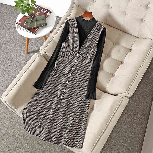 casual dresses fall winter long sleeve round neck black knitted + sleeveless plaid panelled mid-calf dress two piece 2 pieces set nn05201027, Black;gray
casual dresses fall winter long sleeve round neck black knitted + sleeveless plaid panelled mid-calf dress two piece 2 pieces set nn05201027, Black;gray