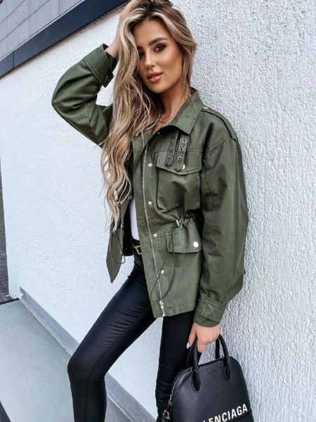 women's jackets 2021 factory price autumn and winter fashion waist solid color windbreaker jacket female top, Black;brown
women's jackets 2021 factory price autumn and winter fashion waist solid color windbreaker jacket female top, Black;brown