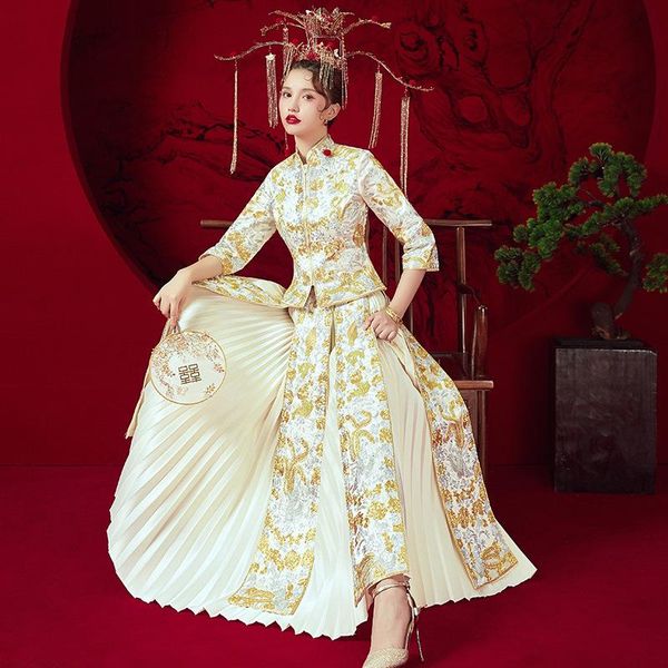 embroidery champagne formal dress royal phoenix wedding cheongsam vintage chinese traditional bride tang suit qipao ethnic clothing, Red
embroidery champagne formal dress royal phoenix wedding cheongsam vintage chinese traditional bride tang suit qipao ethnic clothing, Red
