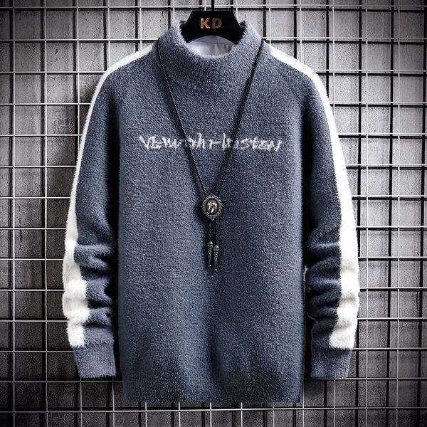 men's sweaters autumn/winter trend design semi-turtleneck mink velvet texture sweater, White;black
men's sweaters autumn/winter trend design semi-turtleneck mink velvet texture sweater, White;black