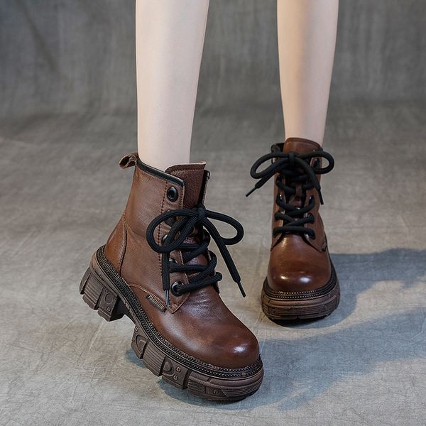 autumn and winter 2021 cowhide short lace up thick bottom comfortable martin women's boots side zipper, Black
autumn and winter 2021 cowhide short lace up thick bottom comfortable martin women's boots side zipper, Black