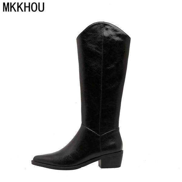 boots mkkhou fashion knee-length women's winter shoes genuine leather pointed toe mid heel all-match, Black
boots mkkhou fashion knee-length women's winter shoes genuine leather pointed toe mid heel all-match, Black