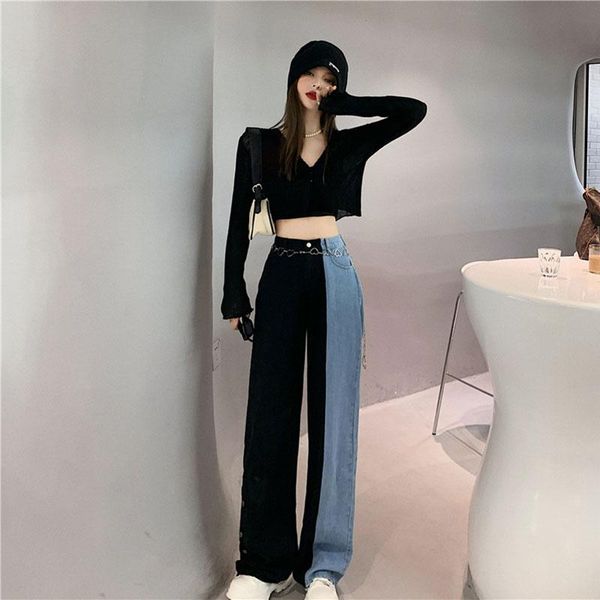 women's jeans women pants autumn korean version of design sense color matching high waist loose casual straight, Blue
women's jeans women pants autumn korean version of design sense color matching high waist loose casual straight, Blue