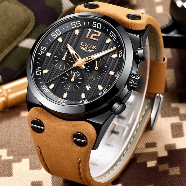 wristwatches lige mens watches chronograph men watch leather waterproof sport male clock man wristwatch, Slivery;brown
wristwatches lige mens watches chronograph men watch leather waterproof sport male clock man wristwatch, Slivery;brown