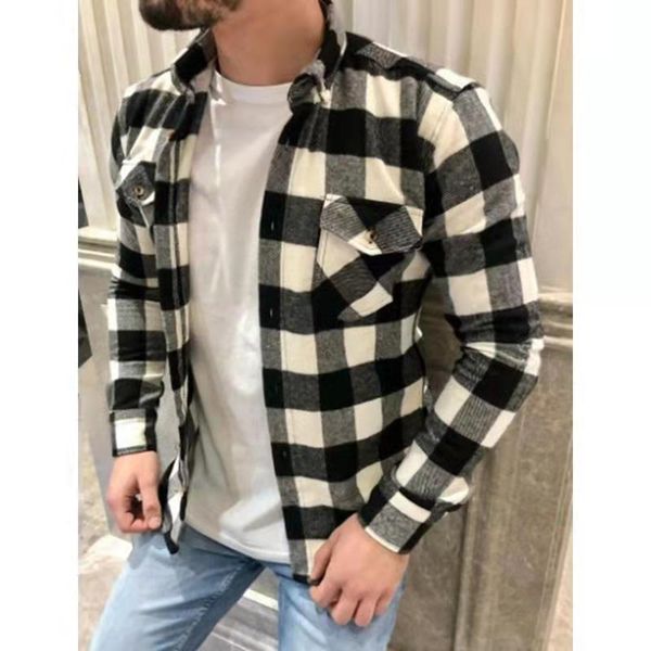 men's casual shirts fashion clothing long sleeve shirt daily spring autumn male plaid turn-down collar for men outerwear, White;black
men's casual shirts fashion clothing long sleeve shirt daily spring autumn male plaid turn-down collar for men outerwear, White;black