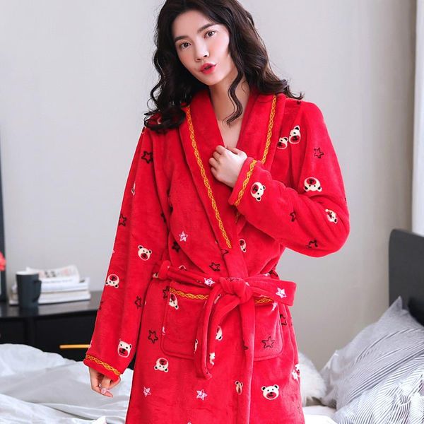 women's sleepwear h5929 red women robes nightgown female thickened flannel autumn winter warm coral velvet long sleeve girl bathrobe, Black;red
women's sleepwear h5929 red women robes nightgown female thickened flannel autumn winter warm coral velvet long sleeve girl bathrobe, Black;red