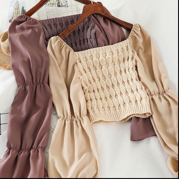 women shirt slash neck cropped sweater pullover crop patchwork chiffon flare sleeve for female drop, White
women shirt slash neck cropped sweater pullover crop patchwork chiffon flare sleeve for female drop, White