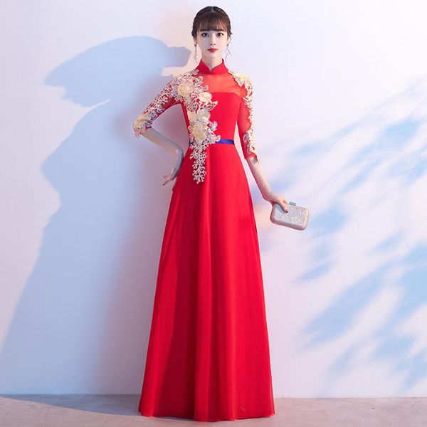 ethnic clothing red lace perspective chinese qipao embroidery flower cheongsam lady pleated stage performance dress gown celebrity vest
ethnic clothing red lace perspective chinese qipao embroidery flower cheongsam lady pleated stage performance dress gown celebrity vest