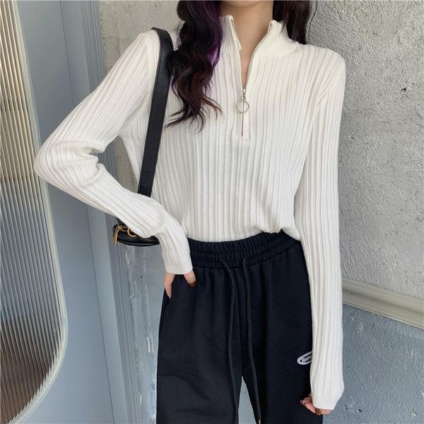 women's sweaters autumn/winter 2021 slim half high neck zipper short with white long-sleeved sweater women gx1493, White;black
women's sweaters autumn/winter 2021 slim half high neck zipper short with white long-sleeved sweater women gx1493, White;black