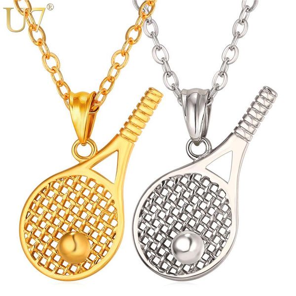 pendant necklaces u7 necklace stainless steel tennis racket for men/women gift gold color kpop sport fitness jewelry p1014, Silver
pendant necklaces u7 necklace stainless steel tennis racket for men/women gift gold color kpop sport fitness jewelry p1014, Silver