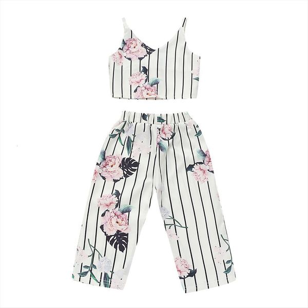1 5years toddler kid girl floral vest t shirt long pants summer outfits clothes, White