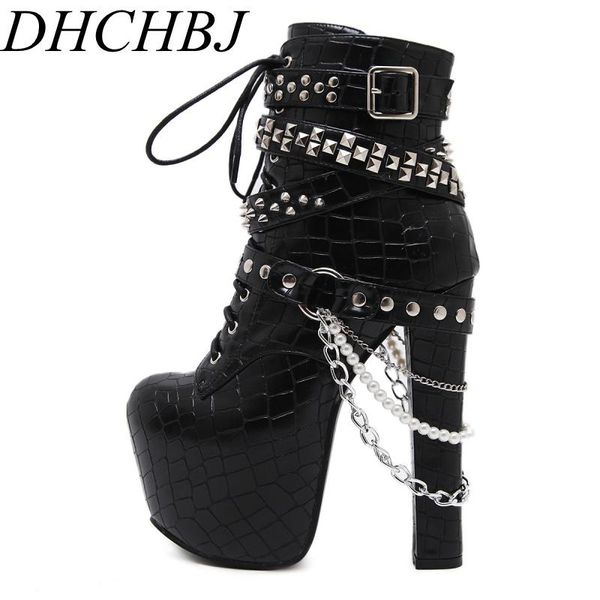 boots chains rivets platform high heels shoes women ankle punk female patent leather booties with zip, Black
boots chains rivets platform high heels shoes women ankle punk female patent leather booties with zip, Black
