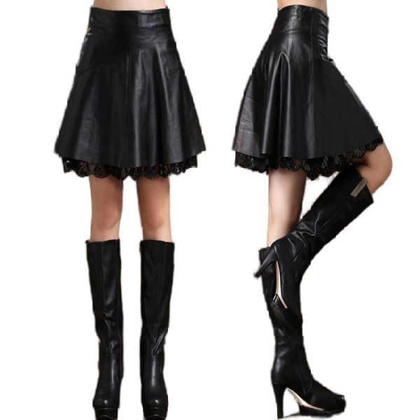 skirts s-4xl 2021 summer women high waist black pu leather lace casual solid korean elastic pleated y2k
skirts s-4xl 2021 summer women high waist black pu leather lace casual solid korean elastic pleated y2k
